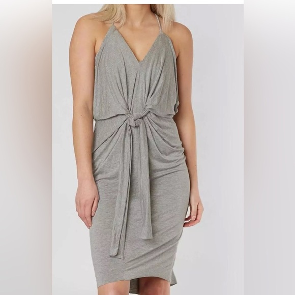 Heather Gray Tie-Front Dress buckle size Small - Picture 1 of 6